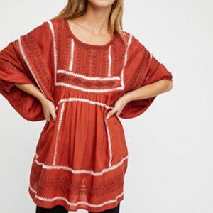 Free People Wild One Embroidered Top, M